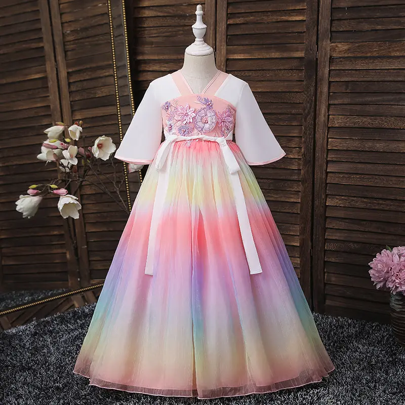 Fashion Pakaian Cina Baru 2021 Rok Sifon Anak Perempuan Kecil Gaun Hanfu Anak-anak Gaun Tang Anak-anak