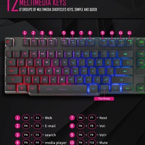 IMICE-interfaz USB AK-600 para ordenador, PC y portátil, teclado colorido para videojuegos con cable de 104 teclas, a precio de fábrica