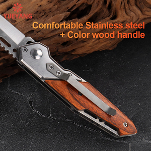 Yueyang tùy chỉnh EDC <span class=keywords><strong>C</strong></span>ông <span class=keywords><strong>C</strong></span>ụ Ngoài Trời Survival Pocket Knife với gỗ Inlay xử lý và nylon vỏ bọ<span class=keywords><strong>c</strong></span> lưỡi thép không gỉ - Product Image 4