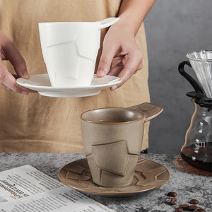 Home Tableware Hand Made Retro Pottery Coffee <strong>Cups</strong> Creative Ceramic Milk Water Breakfast Mugs Coffee <strong>Cup</strong> With Saucer Set - Product Image 2