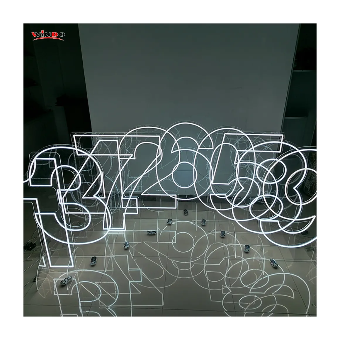 WinBo spedizione gratuita 2 ft3ft 4ft 0-9 A-Z grande led numero di lettera luce Design gratuito acrilico Light Up RGB Neon number Sign per la festa