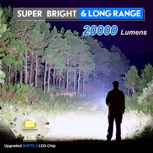 TAIKOOXHP90ハイパワーLED懐中電灯トーチ強力な20000ルーメン懐中電灯、ハンマー入力出力電気機能付き - Product Image 6