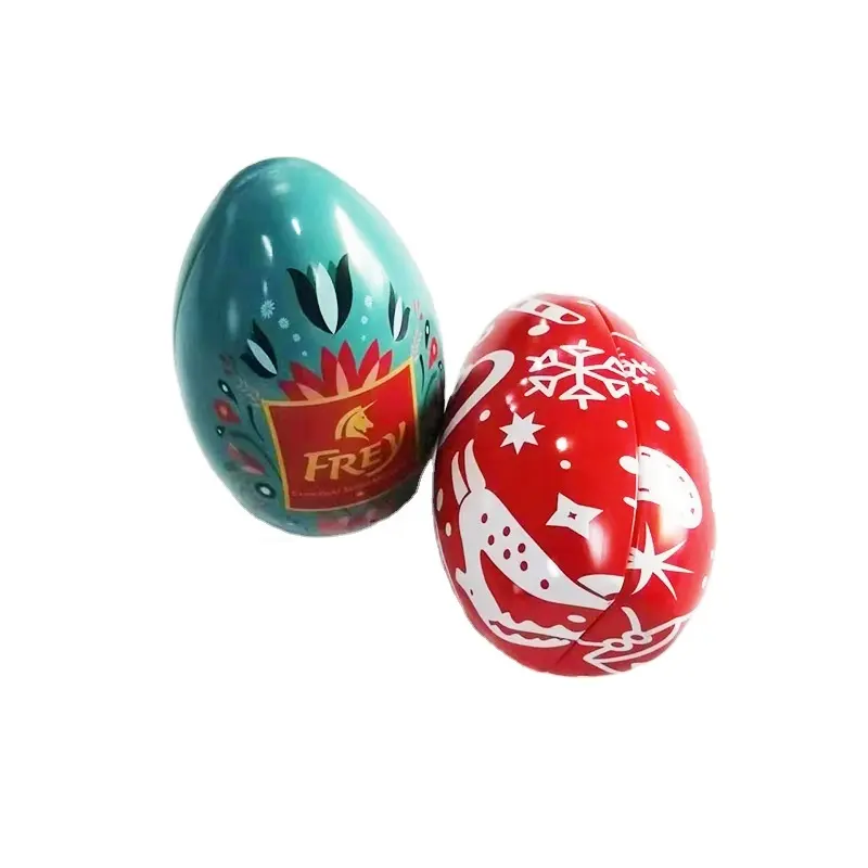 Envase de lata de embalaje personalizado de fábrica Latas de regalo con forma de huevo Chocolate Candy Easter Egg Tin
