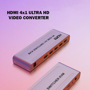Xput 4K 4端口HDMI USB KVM开关4X1 HDMI KVM开关切换器适配器盒灰色 - Product Image 5