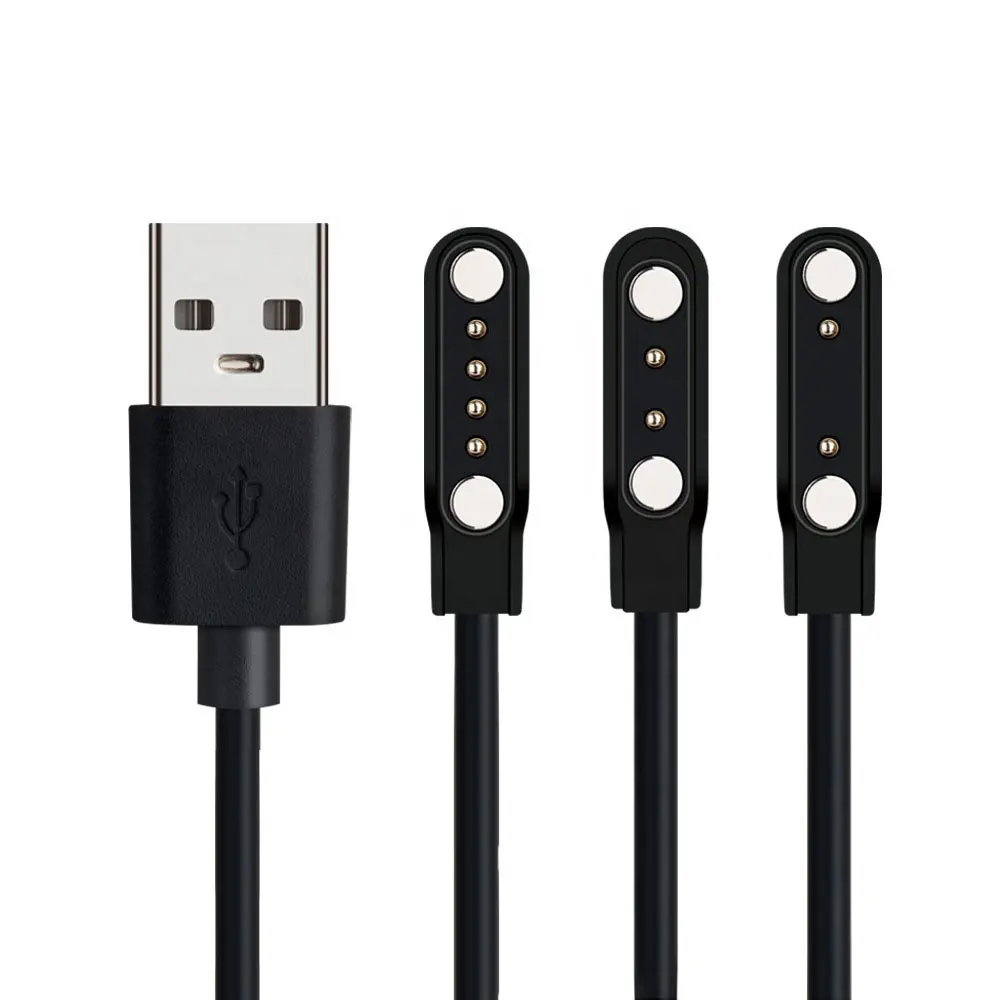 USB מגנטי פין פוגו מותאם אישית כבל כבל טעינה 2.54 מ""מ 4.0 מ""מ 2 פינים כבל מטען שעון חכם עבור מסלול מהיר של ברגים רעשים