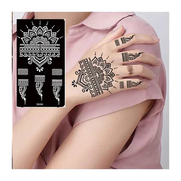 Vendita calda di fabbrica nuovo Design tatuaggio all'henné Stencil fai da te Body Art Fashion Design Stencil all'henné rinnovabile