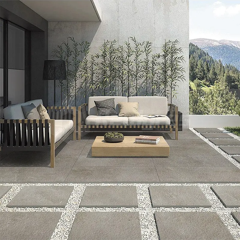 Garden Tile Wall Matt Light Grey Anti Slip Squared Floor 20mm Porcelana Outside Tiles