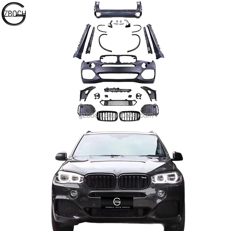 Piezas automotrices para BMW X5 F15 a m-tech, kit de carrocería para parachoques delantero, falda lateral M, rueda de escape deportiva, arcos, parachoques trasero para coche