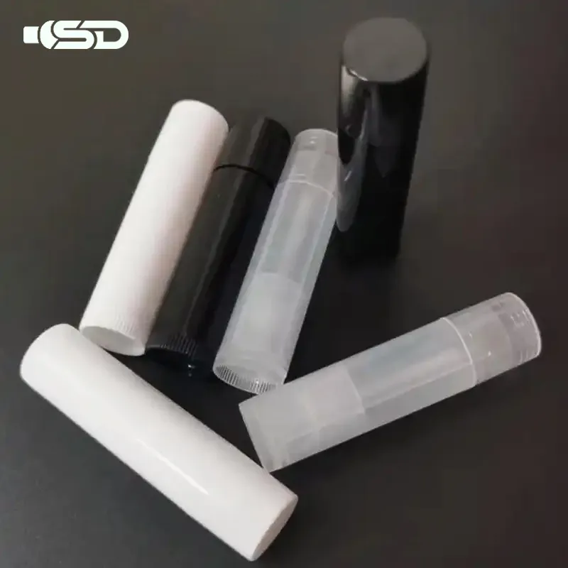 Tubi vuoti Nude 5g bianco trasparente nero carino vuoto cosmetico plastica Chapstick balsamo per le labbra tubi Nude