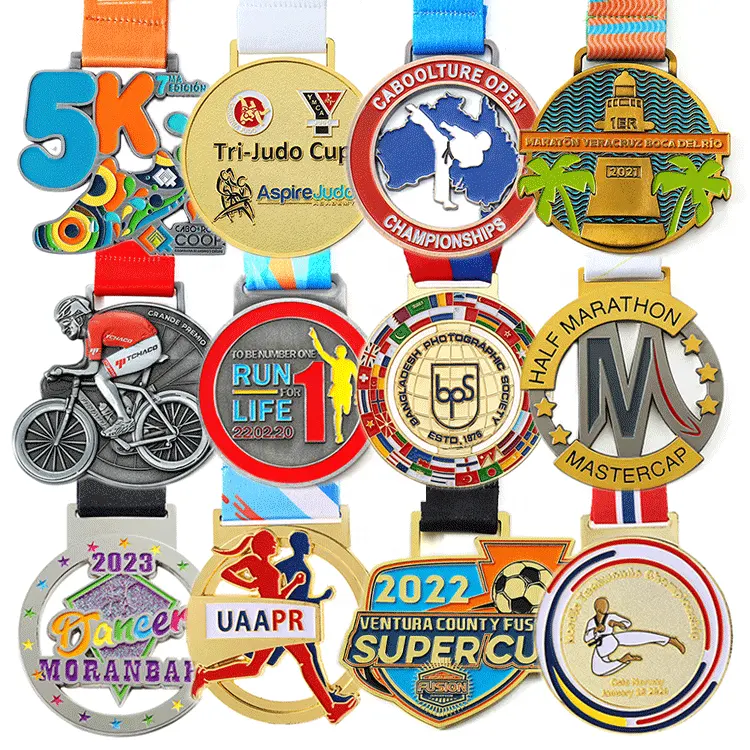 OEM Personalizado Maratona Medalhas Dança Esportes 3d Ciclismo Ouro Metal Taekwondo Medalha Futebol Judo Jiu Jitsu Esmalte Medalhas De Karatê