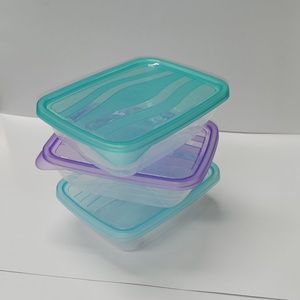 500ml <strong>Rectangular</strong> Plastic Food Storage <strong>Containers</strong> With Wavy Patterned Lids - Product Image 2