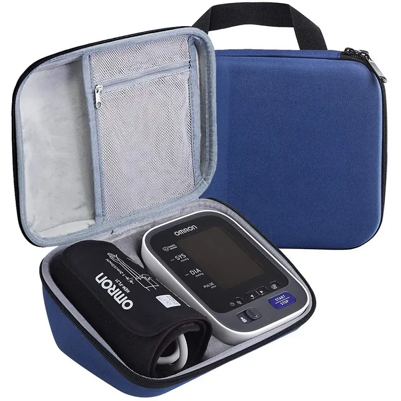 Custom Small MOQ RTS Dark Blue Carrying Case für Omron 10 Series Wireless Upper Arm Blood Pressure Monitor