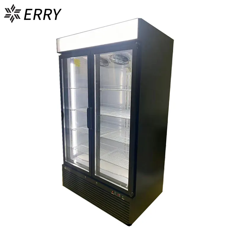 Zwei Glastüren Gefrier schrank kommerziellen aufrecht Kühlschrank vertikale Tiefkühlkost Vitrine mit CE/ETL