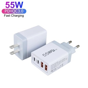 55W3ピンUK EU USAU携帯電話充電器デュアルPD20WデュアルQC3.03.1A急速充電電源アダプターUSB壁充電器