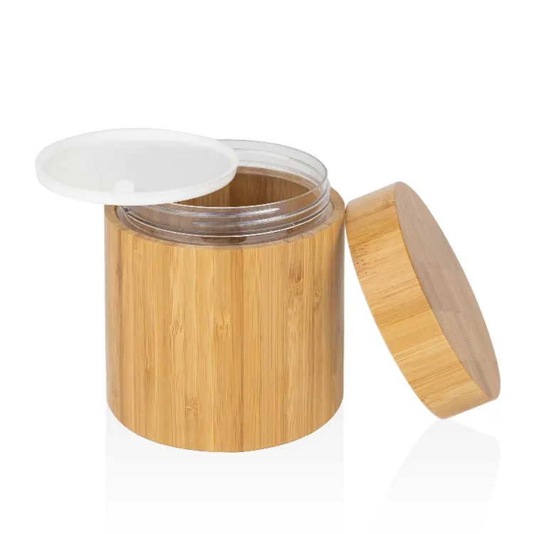 Recipientes e embalagens de cosméticos de bambu Todos embrulhados em potes de bambu de 300ml