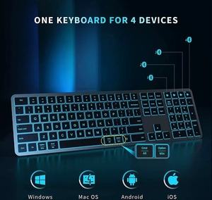 Teclado retroiluminado para Pad Phone Juego de teclado inalámbrico de sincronización multidispositivo recargable de tamaño completo para PC - Product Image 4