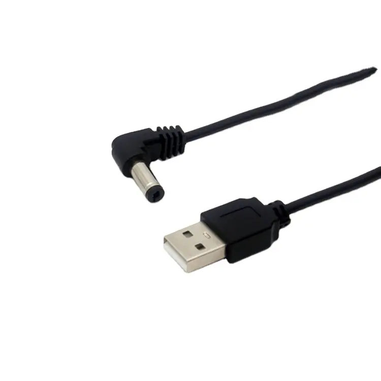 Cabo de alimentação usb para dc 5.5*2.1, 90 graus, cabo de alimentação 5v dc 1m