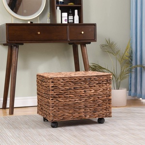 Oem cỏ biển nước lục bình wicker basketry cán tập tin Tủ lưu trữ Organizer Box với nắp nhà văn phòng trang trí Organizer - Product Image 3