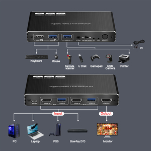 8K HDMI Switcher 2 en 1 Salida Audio Extractor Soporte Atmos Soundbar SPDIF Toslink RCA Audio Control remoto ARC Auto Switch