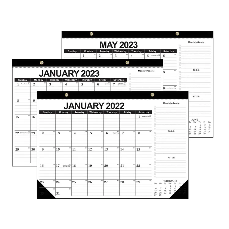 Venta caliente 17 "x 12" Mes grande mensual Calendario de pared de papel Almohadilla de escritorio 18 Meses 2022 2023 Calendario de escritorio