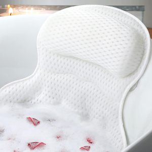 Yumuşak 4D örgü kumaş ve kaymaz vantuz ile küvet yastık kafalık, rahatlatıcı banyo aksesuarları Spa hediyeler