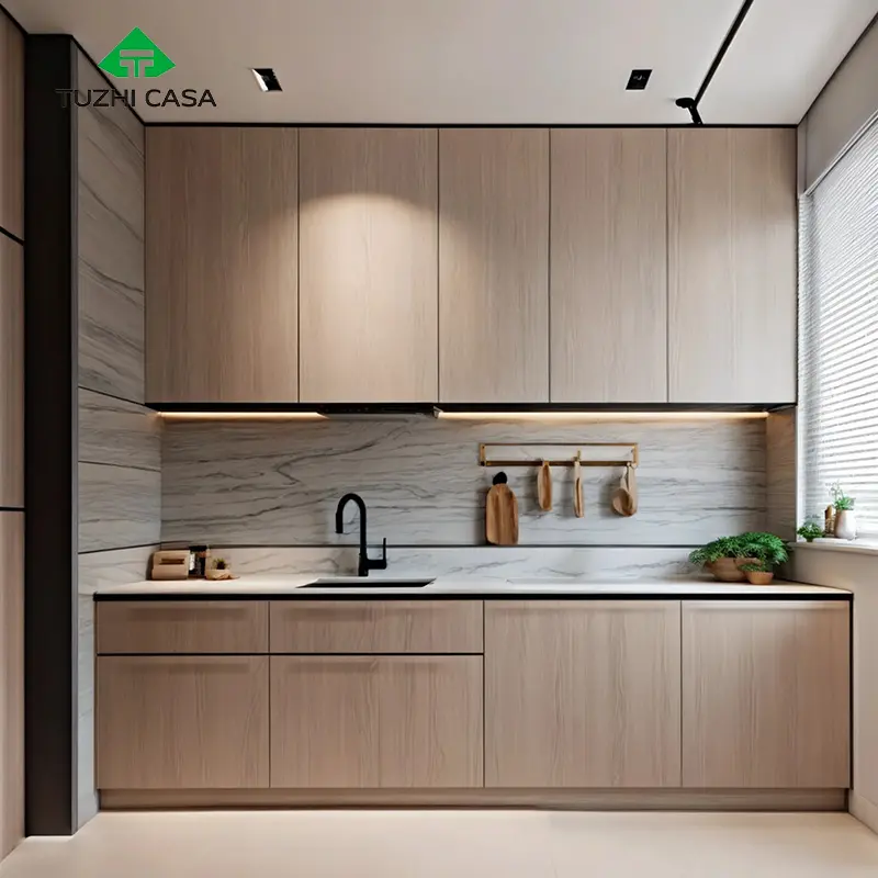 TUZHI CASA 2024 Gabinete de cocina Baño montado en la pared Proveedor al por mayor Muebles de madera modernos modulares Gabinete de cocina