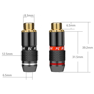 HIFI RCA连接器母镀金RCA插孔插座音频适配器黑色和红色合1对扬声器插头 - Product Image 3