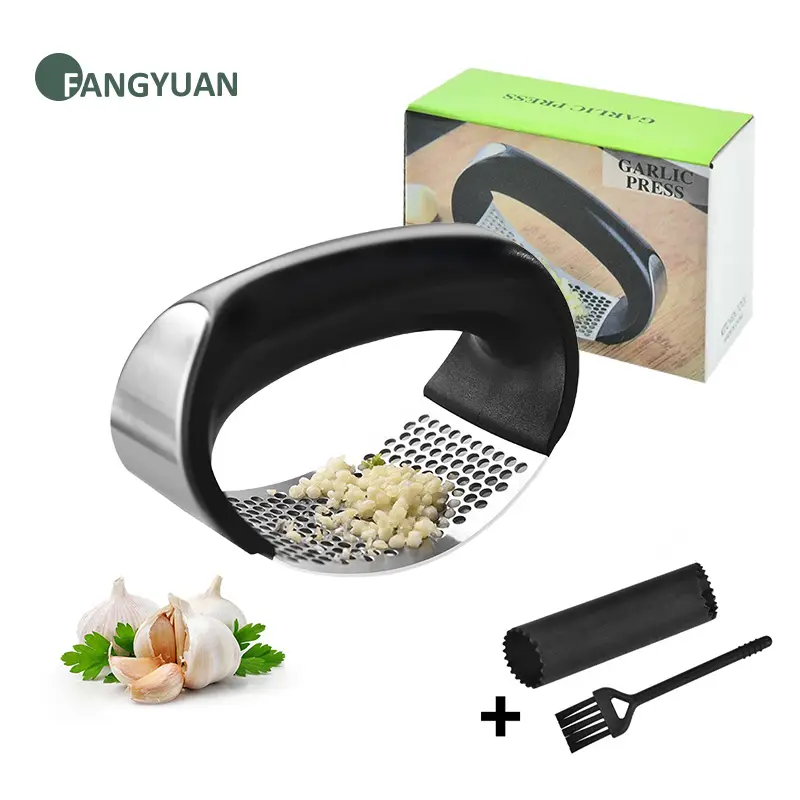 FANGYUAN 3 in 1 Bogenform Küchen zubehör Kunststoff Handbuch Edelstahl Knoblauch presse Brecher Mühle und Schäler Set