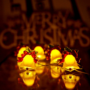 Factory outlet Natal ornamento sinos padrão cobre fio <span class=keywords><strong>String</strong></span> luzes para casa decoração ao ar livre