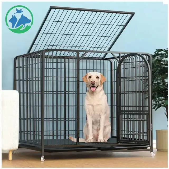 Klappbarer großer Haustierhalter für den Außenbereich Eisendraht-Hundekäfig Kiste Herdhalter mit Abdeckung