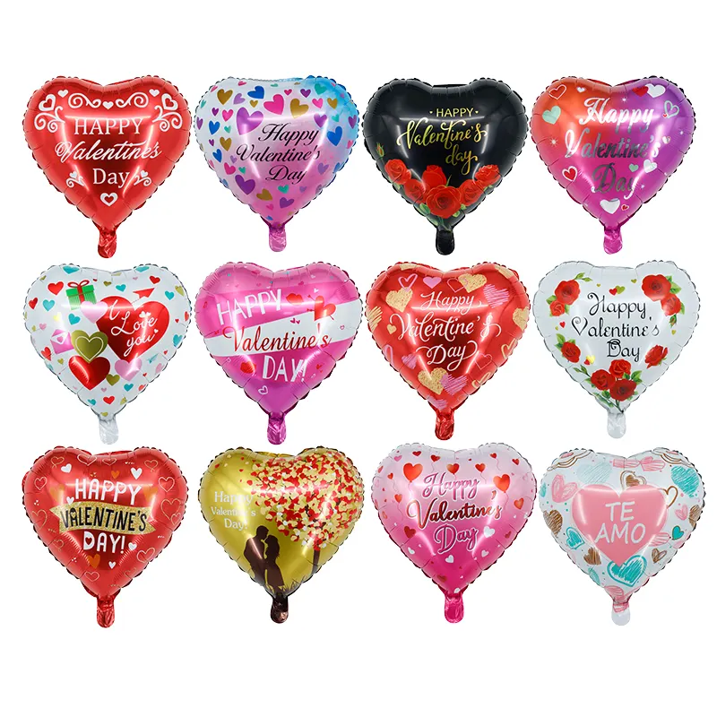18 inch Feliz Dia Dos Namorados te amo coração Foil Balões Globos Dia de San Valentin Para Eu Te Amo Decoração Da Festa De Casamento
