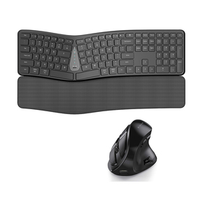 Combo de teclado y ratón inalámbricos ergonómicos Combo de teclado y ratón recargable Delgado multidispositivo para tableta portátil - Product Image 1