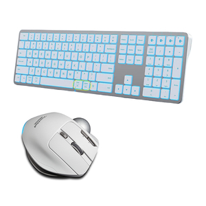Combo de teclado y ratón recargable multidispositivo, teclado inalámbrico RGB y ratón Trackball para tableta portátil - Product Image 1