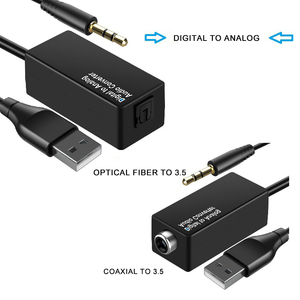 <strong>Digital</strong> to <strong>Analog</strong> Audio <strong>Converter</strong> USB Power Supply Coaxial Fiber to 3.5 Power Amplifier Decoder DAC MINI Video Decoder