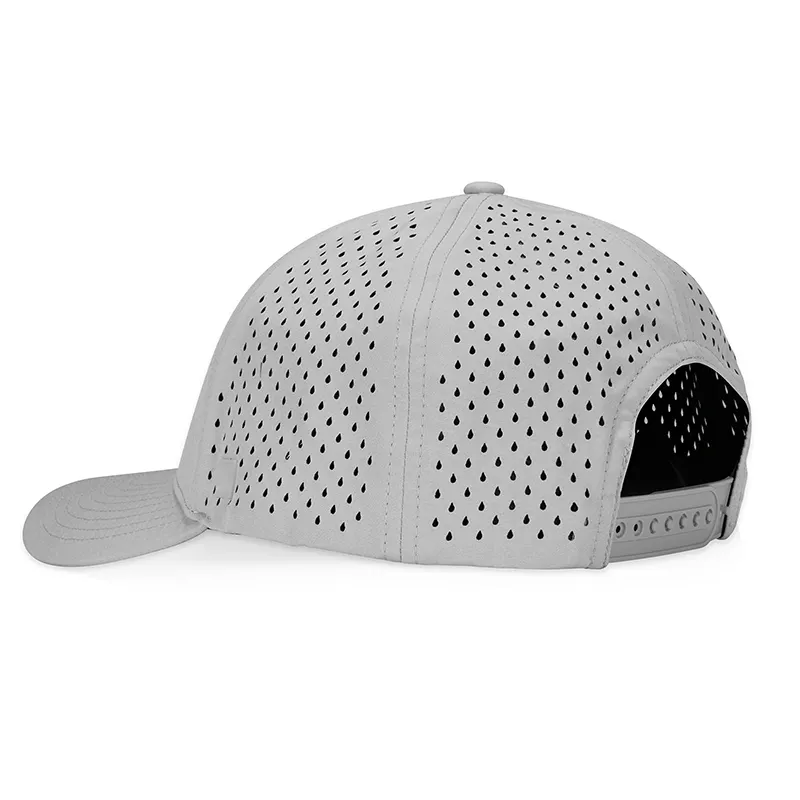 Poliéster impermeable resistente al agua secado rápido Hydro perforado rendimiento láser agujero perforado Golf SnapBack gorra gorras