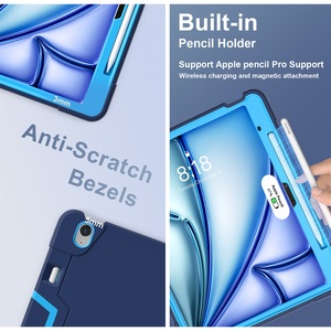 2025 anti-darbe tırtıklı sağlam kılıf Apple iPad hava 13 için M2 M3 sert standı plastik Tablet kabuk kapak ile kalem yuvası - Product Image 3