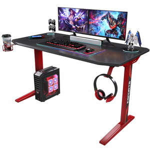 Profession eller T-förmiger Spieltisch für PC Home Office <span class=keywords><strong>Computer</strong></span> Workstation mit Getränke halter Kopfhörer haken & Gaming Desk Funktionen