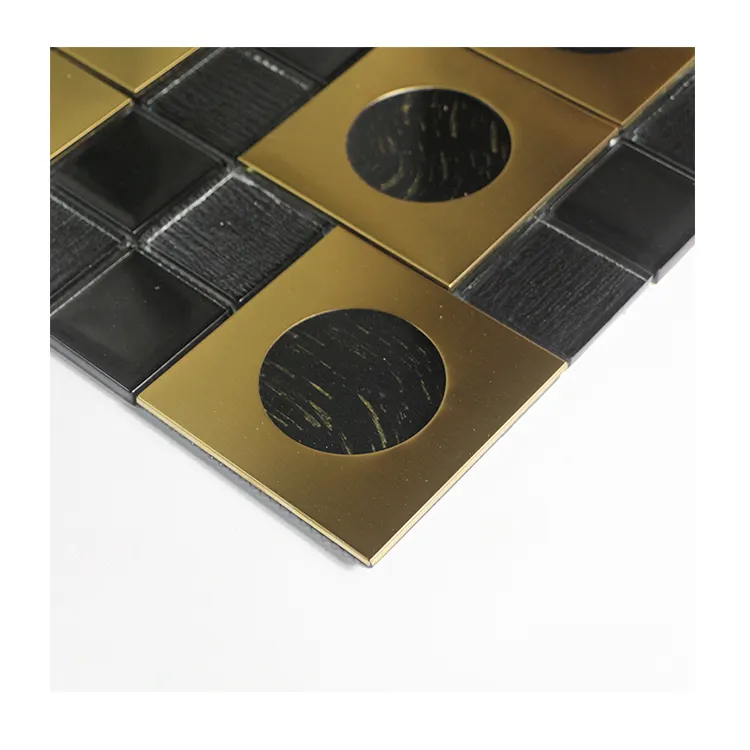 New Design Mosaic Gold Tiles Crystal Glass And Metal Stainless Steel Mosaic Tile For Wall Decor