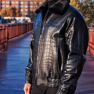 High-end luxury <strong>selected</strong> A-grade crocodile leather short <strong>coats</strong> for both men and women are custom-made based on samples - Product Image 6