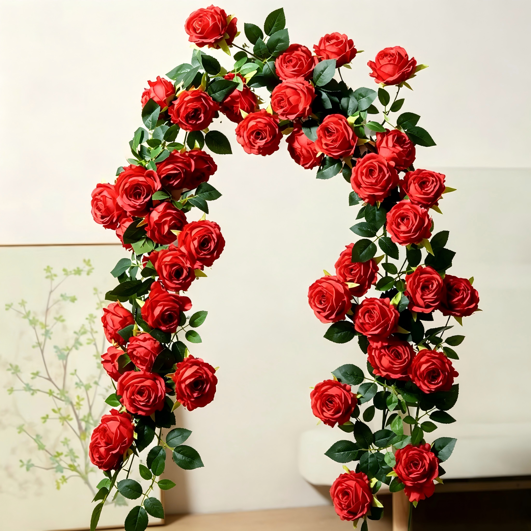 Red large-flowered monet climbing rose-one stem