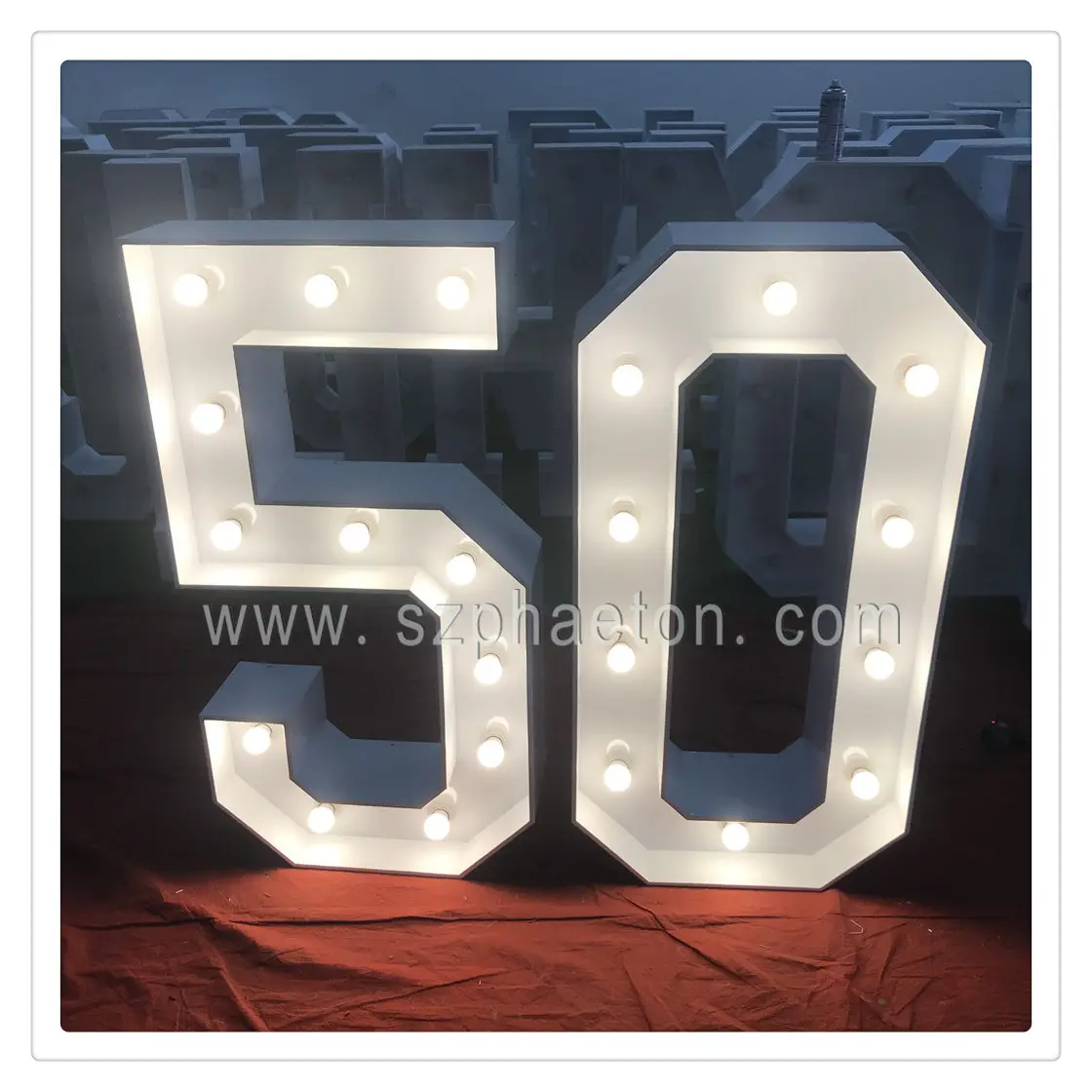 Balloon party decoration giant marquee numbers 50 for rental, free standing 3d marquee number lights for birthday party supplies