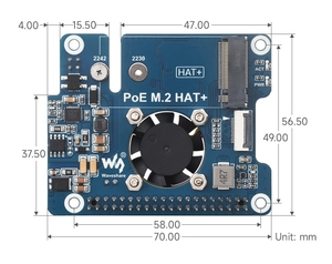 POE M.2 HAT + PCIe to M.2 adattatore con PoE per Raspberry Pi 5 supporta protocollo NVMe M.2 unità a stato solido - Product Image 4