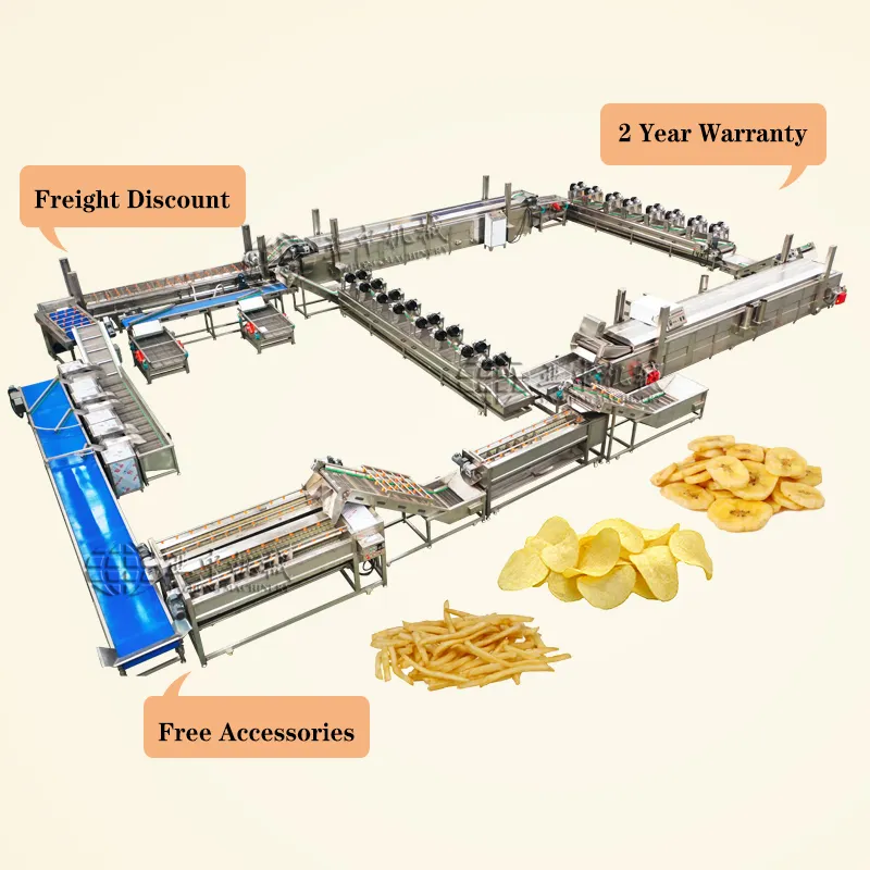 300kg 500kg saatte patates kızartması işleme hattı patates cipsi üretim hattı fransız kızartma üretim hattı