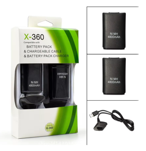 Xbox360バッテリー用充電ケーブル付き交換用バッテリーXbox360ワイヤレスゲームパッドコントローラーバッテリー用2個4800mAh - Product Image 3