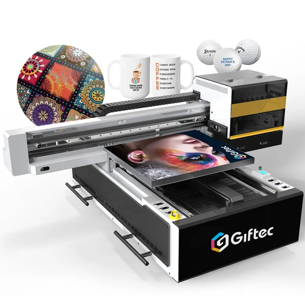 Giftec agenti di reclutamento uv dtf stampante piccola stampa a getto d'inchiostro flatbed a stampa digitale sulla tazza di vetro pallina da golf