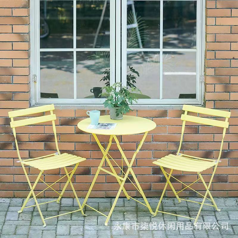 Lemon yellow-one table and two chairs