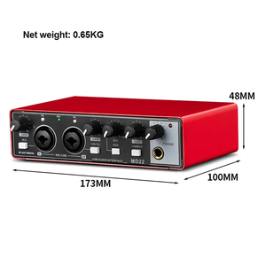 MD22 Portable USB <strong>Audio</strong> Interface 2 Channel Sound Card Computer Recording Soundcard Live Dubbing External Recording - Product Image 2