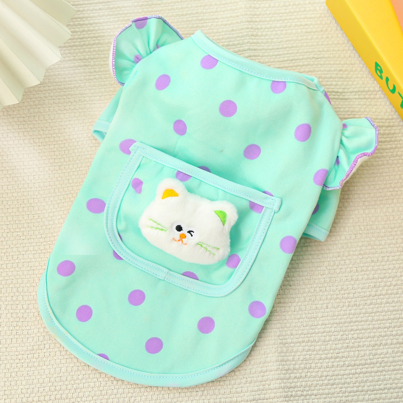 253B White cat with blue and purple polka dots