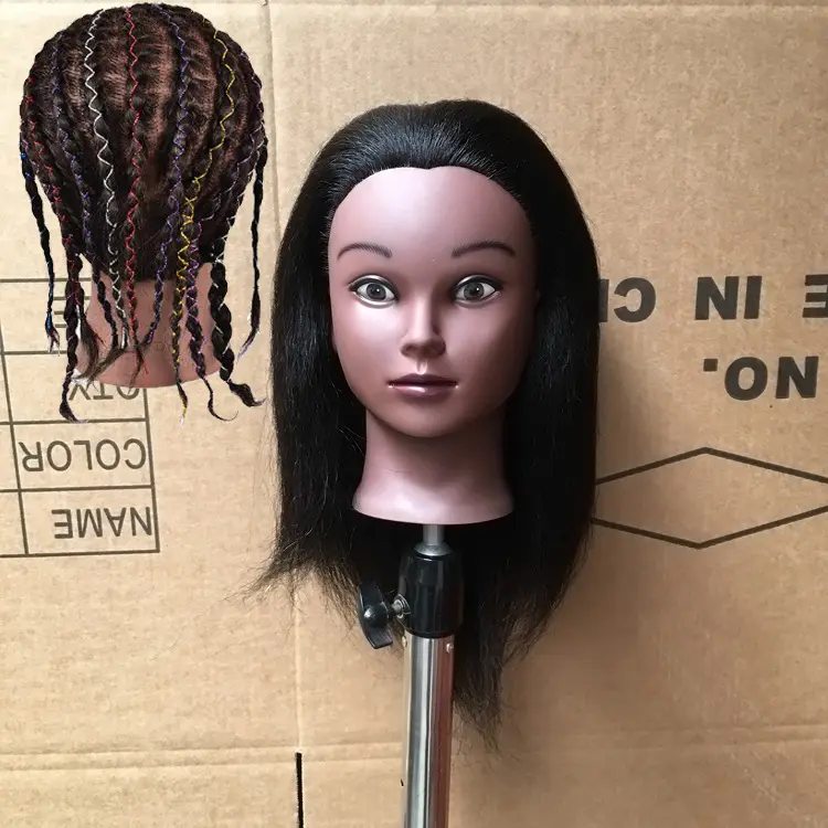 Black Skin Hair Head Model Practice Dummy African Explosion Full Real Human Hair 100%human vendors bundles human hair