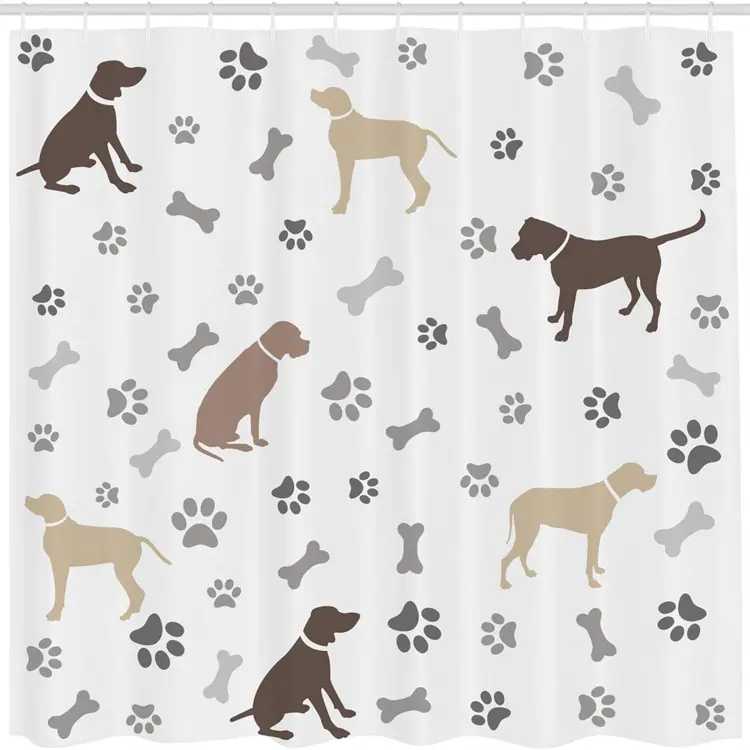 Paw Print Bones et Dog American Foxhound Breed Pattern Rideau de douche imperméable Décor de salle de bain